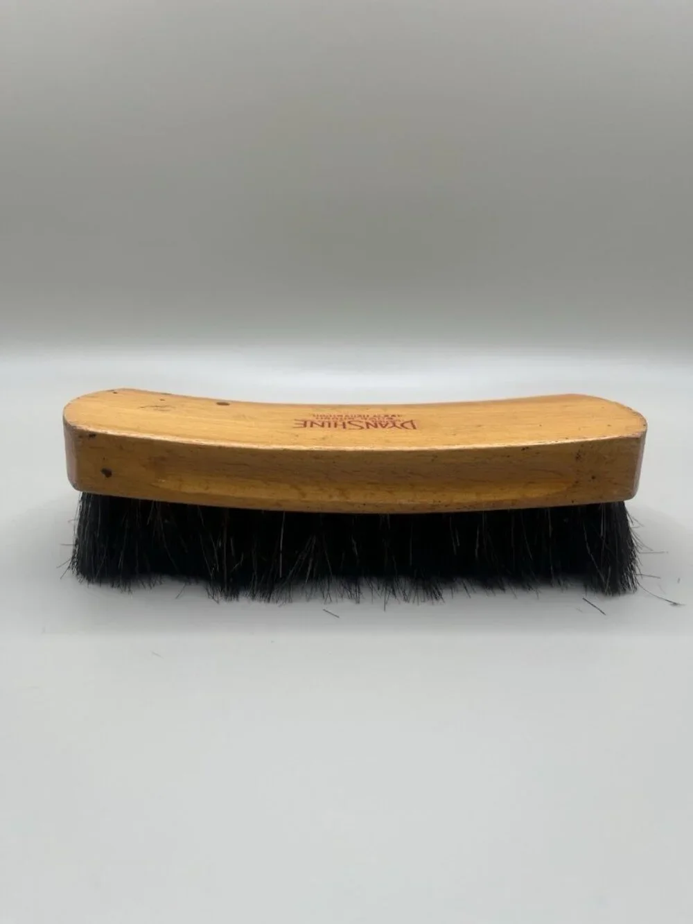 Vintage 50s DyanShine 100% Horsehair Shoe Brush Wood Leather Boot Polish Buffing